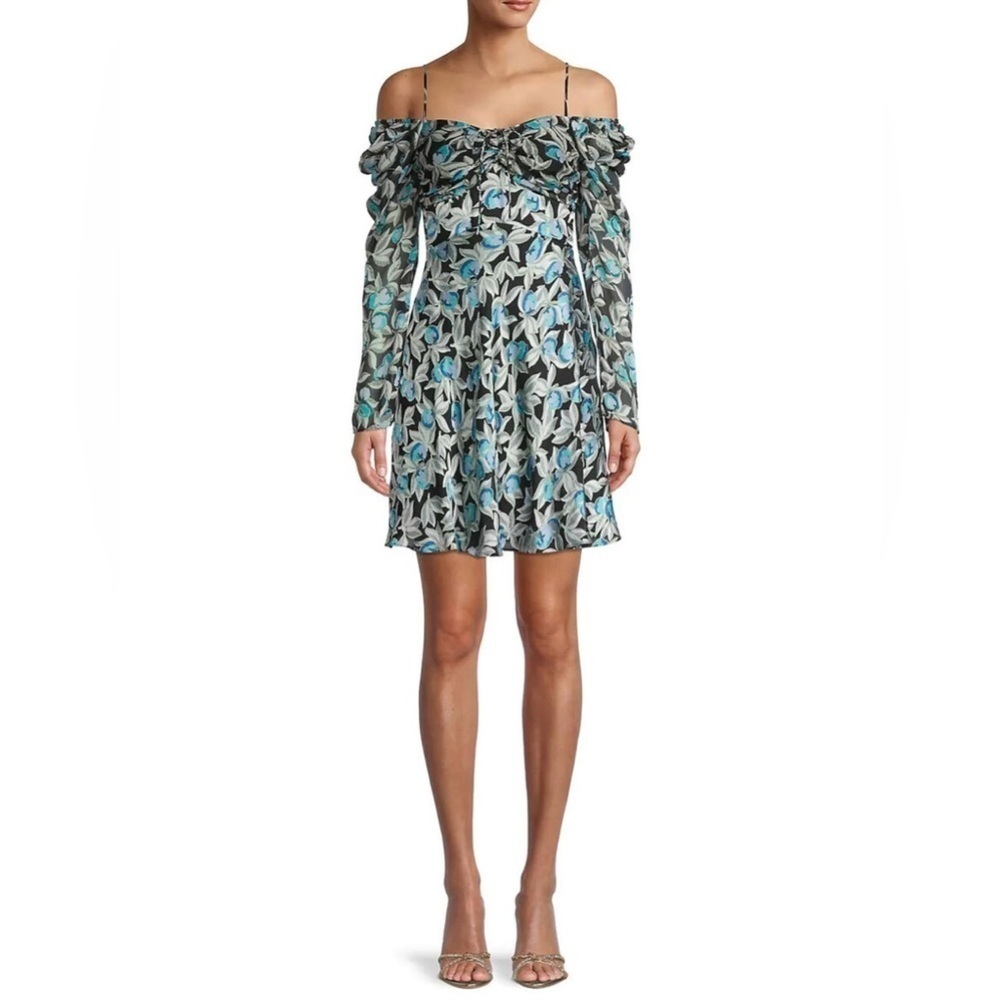 DVF Diane Von Furstenberg Josephina Eden Silk Off The Shoulder Mini Dress 14 - Picture 6 of 15